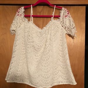 Papermoon deana lace overlay cold shoulder top